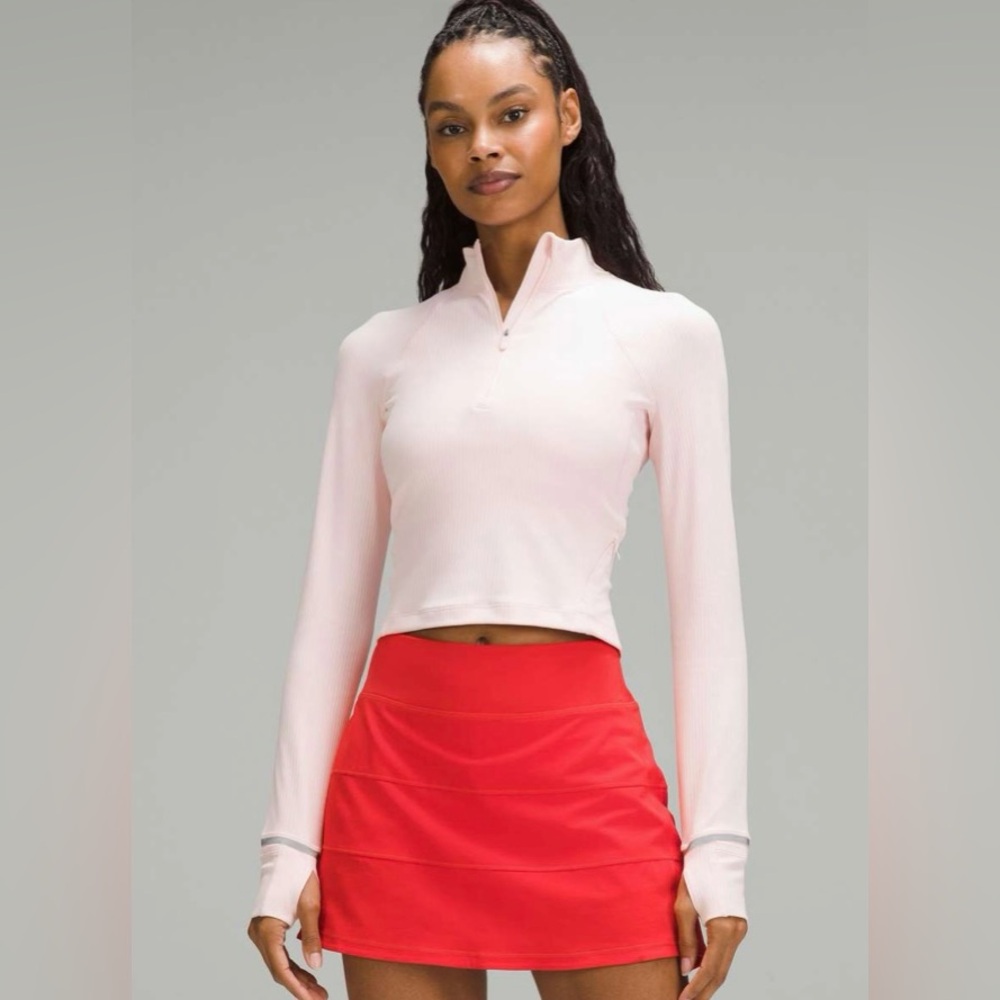 Lululemon It’s Rulu Run Cropped Half Zip in Strawberry Milkshake Size 4